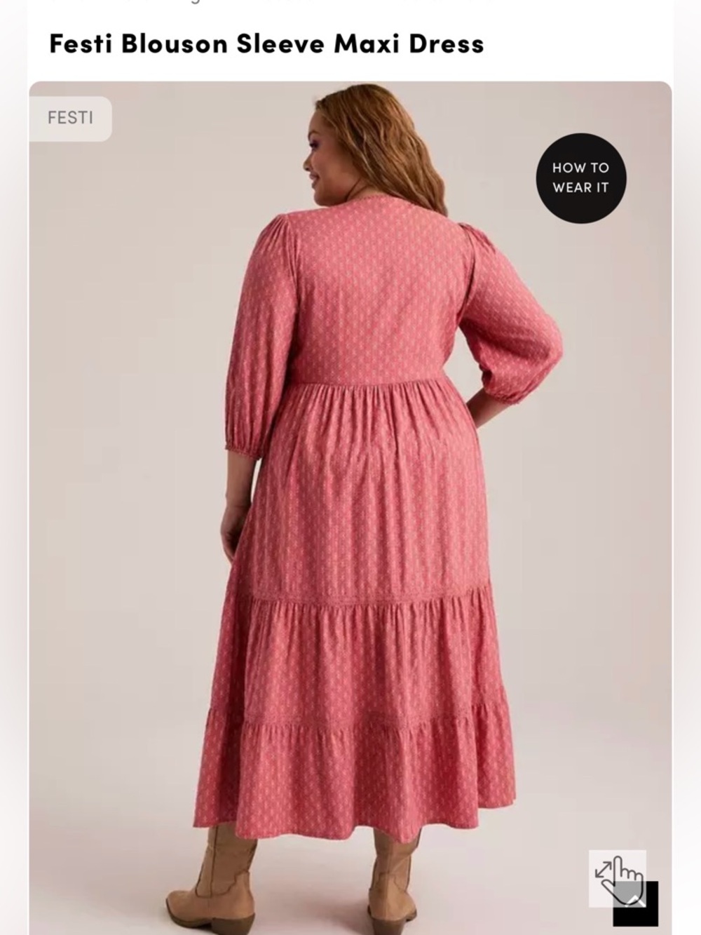 Festi Blouson Sleeve Maxi Dress - Dusty Rose - Picture 2 of 10